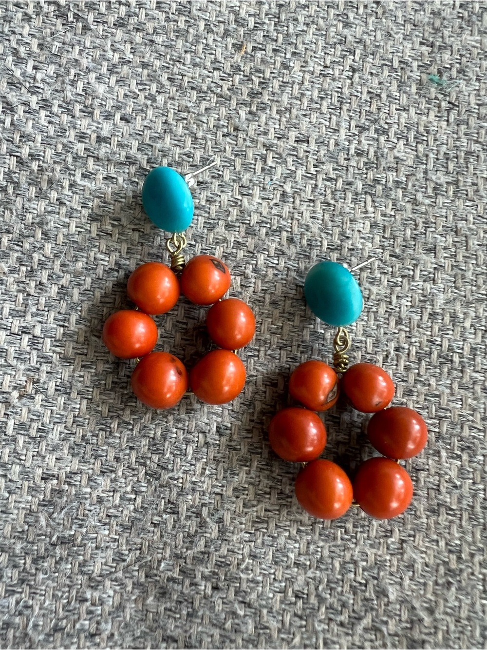 Turquoise & Coral Seed Hoop Earrings - Noonday Collection